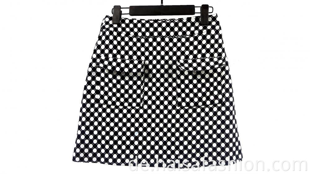 Black And White Dot Printed Women's Skirt